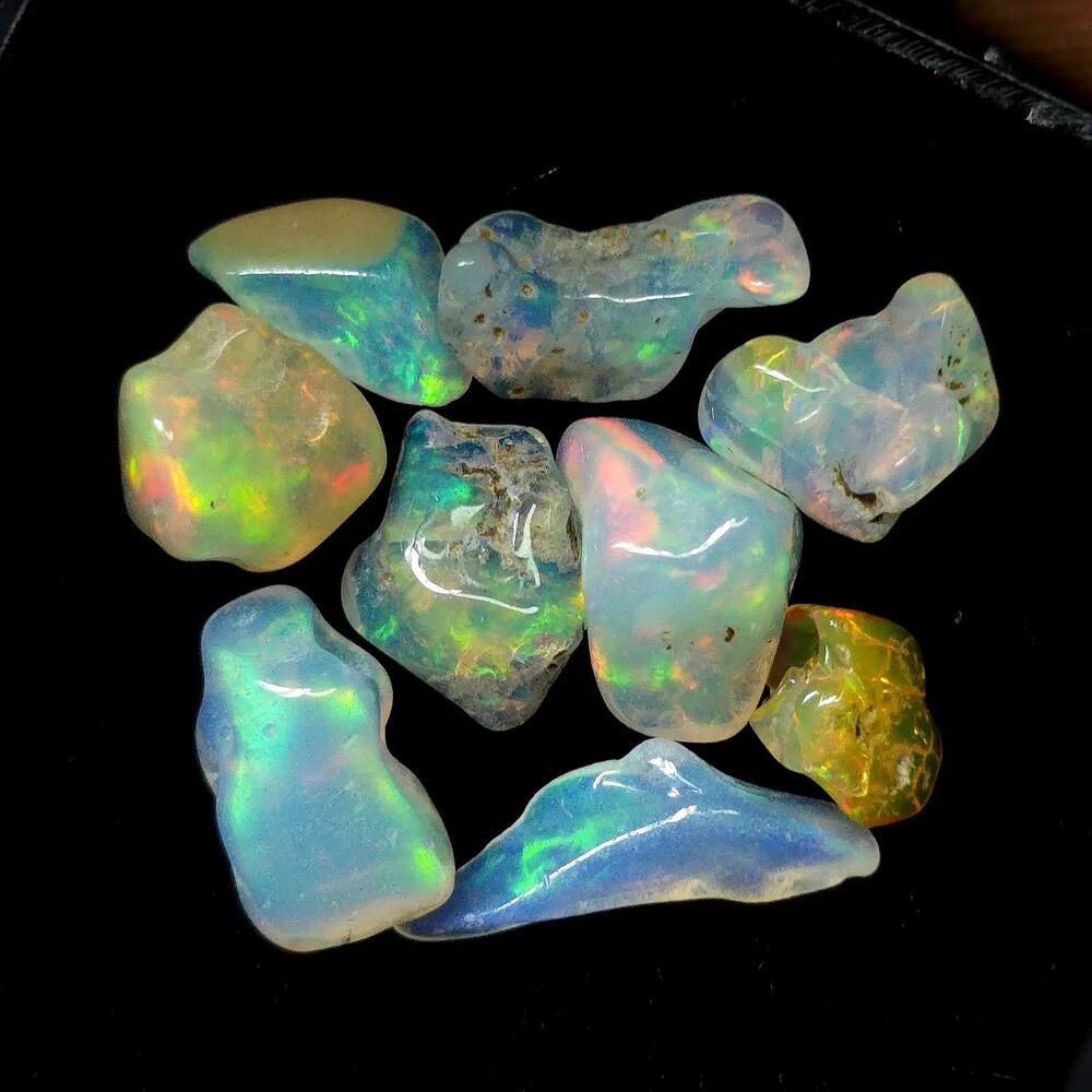 8.70 Ctw Natural Ethiopian Fire Opal Rough 9 Pcs Play of Color